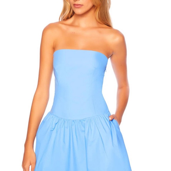 Susana Monaco Blue A-line Strapless Dress for Wedding Guest - Picture 4 of 4
